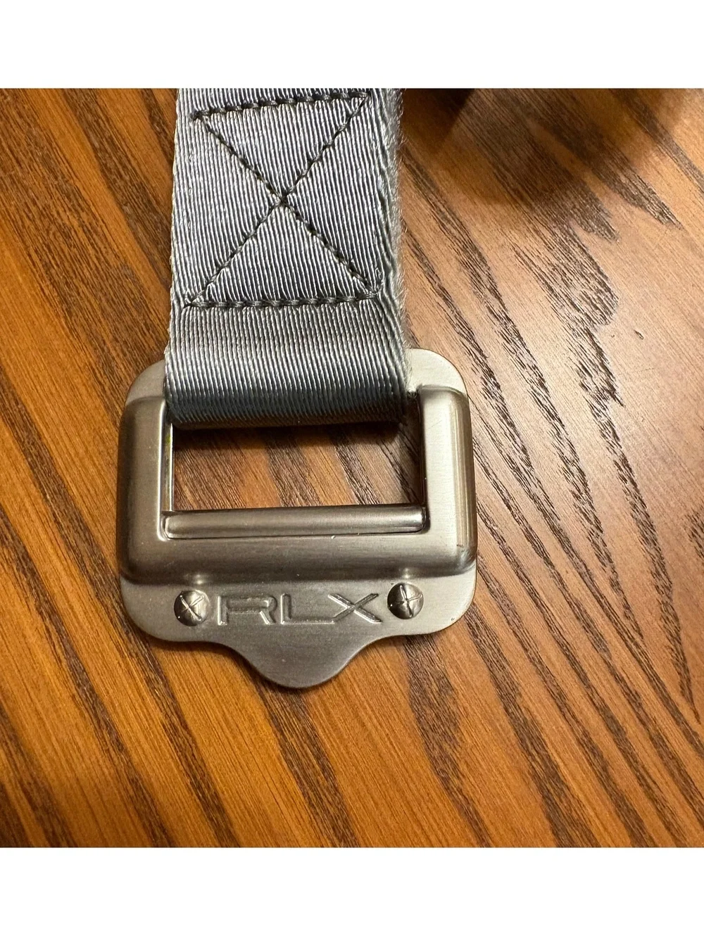 RLX Ralph Lauren Grey Webbing Belt with Metal Logo Buckle - Tactical Style
